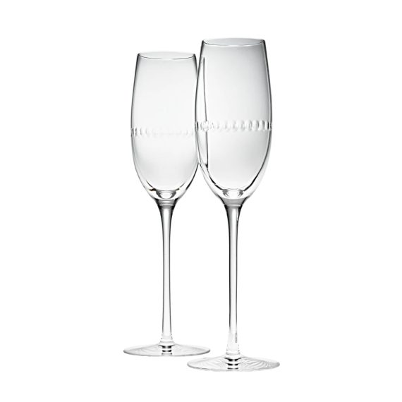 PERLES Set of 2 Lead-Free Crystal Champagne Flutes